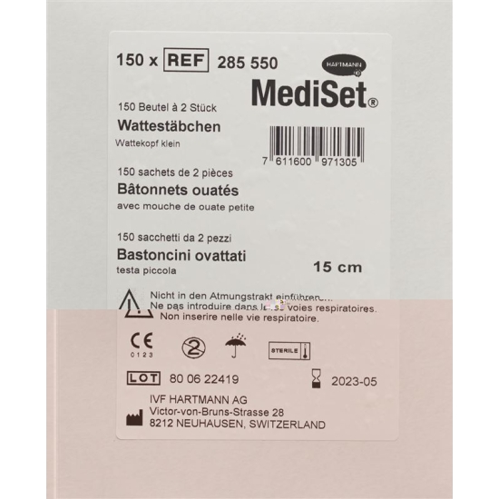 IVF Wattestaeb Holz 15cm Klein Steril 2 Stück buy online