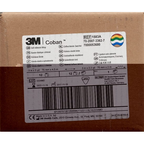 3M Coban Elastische Binde 7.6cmx4.57m Assortiert 12 Stück buy online