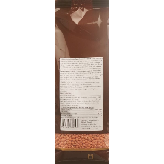 Biofarm Linsen Rot Knospe Beutel 500g buy online