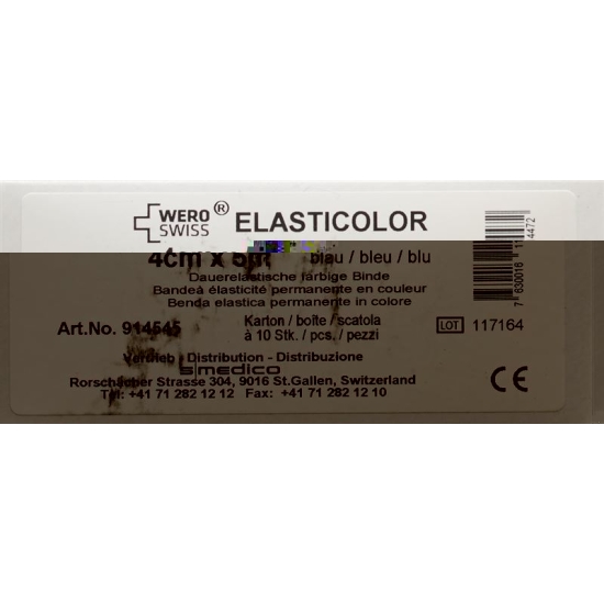Wero Elasticolor Elastische Binde 5mx4cm Blau 10 Stück buy online