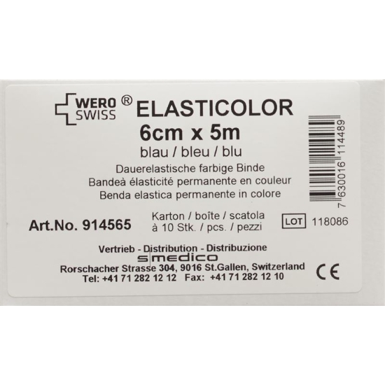 Wero Elasticolor Elastische Binde 5mx6cm Blau 10 Stück buy online