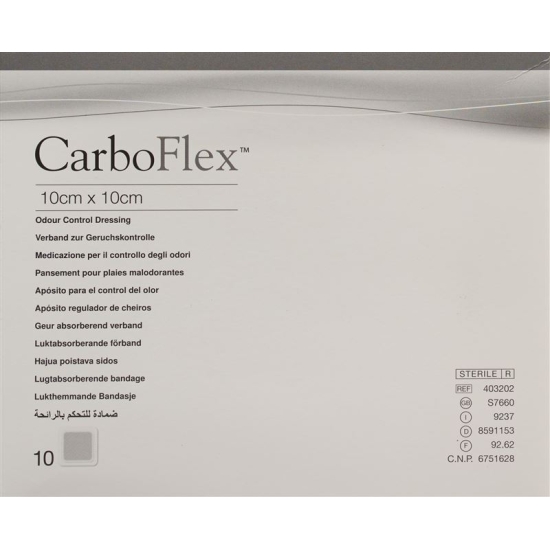Carboflex Aktivkohle Verband 10x10cm Steril 10 Stück buy online