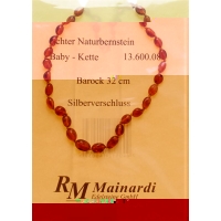 Mainardi Bernstein Babykette Barock 32cm Silberverschluss