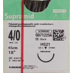 Supramid 45cm Hs 21 4-0 Schwarz 12 Stück