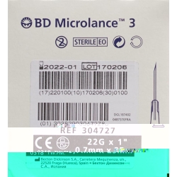 BD Microlance 3 Injektionskanülen 0.7mm x 25mm Schwarz 100 Stück