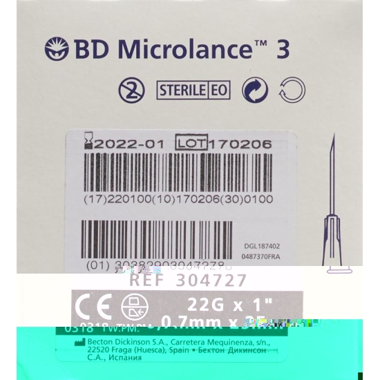 BD Microlance 3 Injektionskanülen 0.7mm x 25mm Schwarz 100 Stück buy online