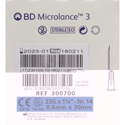 BD Microlance 3 Injektionskanülen 0.6 x 30mm Blau 100 Stück