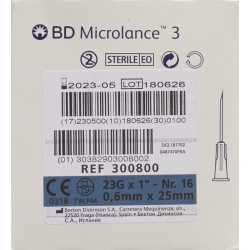 BD Microlance 3 Injektionskanüle 0.6mmx25mm Blau 100 Stück
