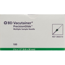 Vacutainer Kanüle 21g 0.8x38mm Grün 100 Stück