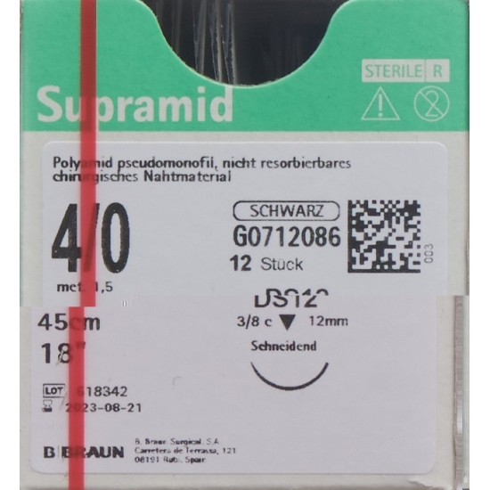 Supramid 45cm Dose 12 4-0 Schwarz 12 Stück buy online