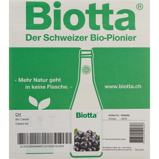 Biotta Bio Cassis 6 Flaschen 5dl buy online