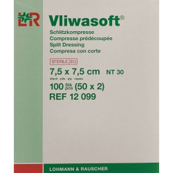 Vliwasoft Schlitzkompresse 7.5x7.5cm Steril 50x 2 Stück