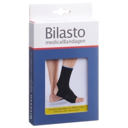 Bilasto Fussgelenkbandage Ferse Offen Grösse S Schwarz/Blau