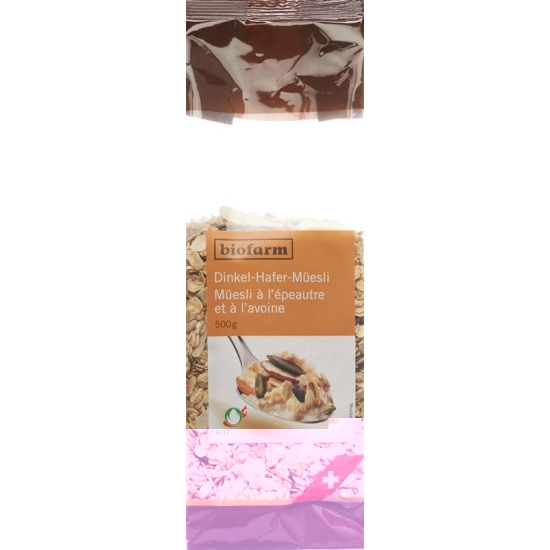Biofarm Dinkel Hafermüesli Knospe Beutel 500g buy online