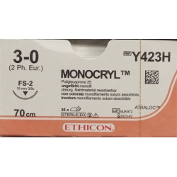 Monocryl 70cm Ungefaerbt 3-0 Fs-2 36 Stück Y423h