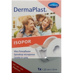 Dermaplast Isopor Fixierpflaster 10mx1.25cm Hautfarbig mit Dispenser