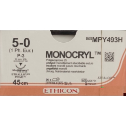Monocryl 45cm Ungefaerbt 5-0 P-3 Multip 36 Stück