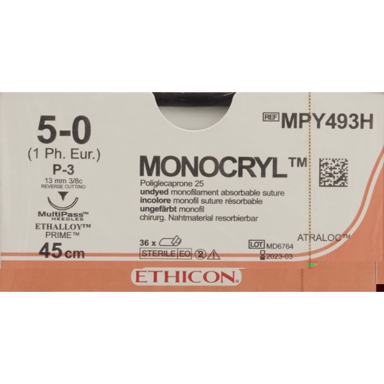 Monocryl 45cm Ungefaerbt 5-0 P-3 Multip 36 Stück buy online