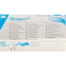 3M Micropore Vlies Heftpflaster mit Dispenser 25mm x 9.14m weiss 12 Stück