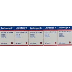 Leukotape K Pflasterbinde 5mx5cm Rot 5 Stück
