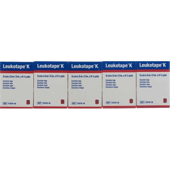 Leukotape K Pflasterbinde 5mx5cm Rot 5 Stück buy online
