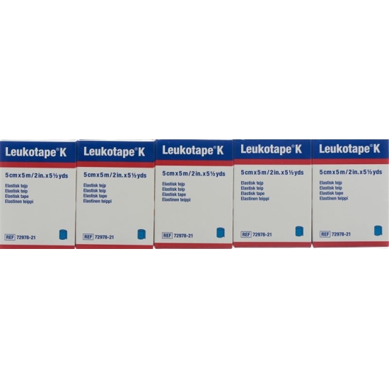 Leukotape K elastischer Klebeverband 5m x 5cm Blau 5 Stück buy online