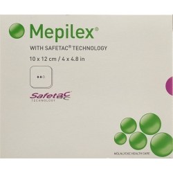 Mepilex Schaumverband Safetac 10x12cm Silik 5 Stück