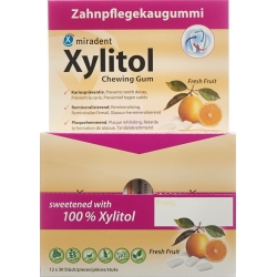 Miradent Xylitol Zahnpflege Kaugummi Fru 12x 30 Stück