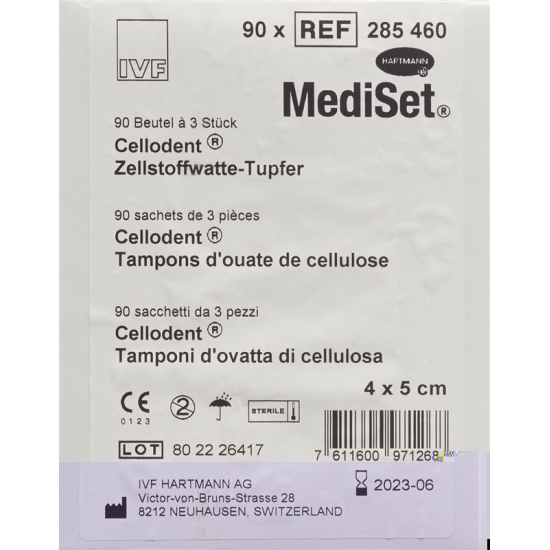 Mediset Cellodent Tupfer 4x5cm Steril 90 Beutel 3 Stück buy online