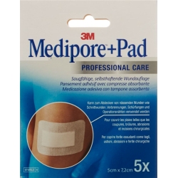 3M Medipore + Pad 5x7.2cm / Wundkissen 2.8x3.8cm 5 Stück
