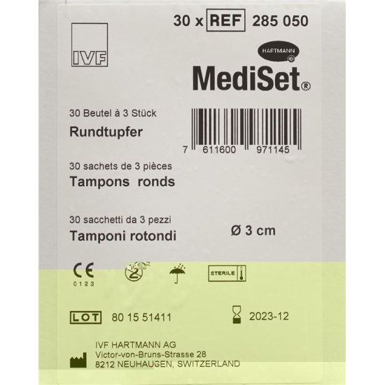 Mediset Rundtupfer 3cm 30x 3 Stück buy online