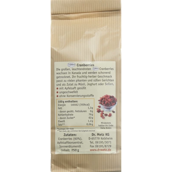 Dr. H. Metz Getrocknete Cranberries 250g buy online
