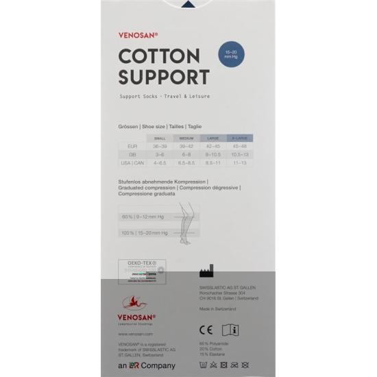 Venosan Cotton A-d Support Socks M Navy 1 Paar buy online