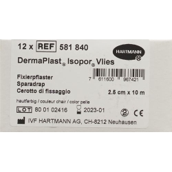 Dermaplast Isopor Fixierpflaster 10mx2.5cm Hautfarbig mit Dispenser