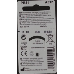 Sonetik Hörgerät Batterien A312 10 Blister à je 6 Stück