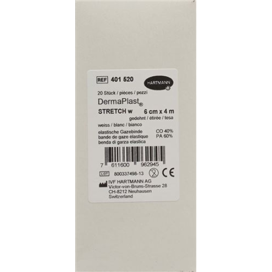 Dermaplast STRETCH elastic gauze bandage 6cmx4m white 20 pcs