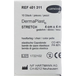 Dermaplast Stretch Gazebinde Hautfarbig 4cmx4m 10 Stück