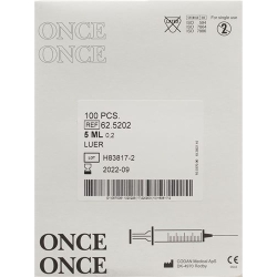 Once Einmalspritze 5ml Luer Exzent 100 Stück