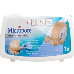 3M Micropore Vlies Heftpflaster mit Dispenser 12.5mm x 5m hautfarbig