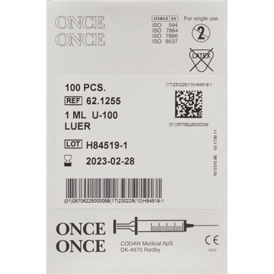 Once Einmalspritze Insulin 1ml 100 Stück buy online