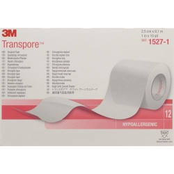 3M Transpore Rollenpfl 25mmx9.14m Trans (n) 12 Stück
