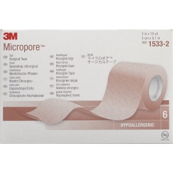3M Micropore Vlies Heftpflaster ohne Dispenser 50mm x 9.14m weiss 6 Stück