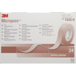 3M Micropore Heftpflaster ohne Dispenser 12.5mm x 9.14m hautfarbig 24 Stück