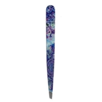 Hausmann Tweezers Slanted Blue Mandala Design