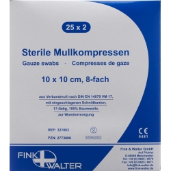 Fiwa Mullkompress 10x10cm Steril 8fa 17faed 25x 2 Stück