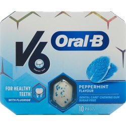 V6 Oralb Kaugummi Peppermint Blister 10 Stück