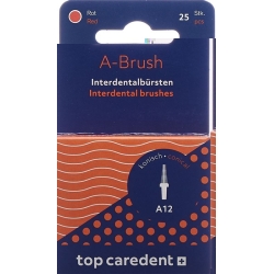 Top Caredent A-brush 12 Idbh-rk Rot Konisch 25 Stück