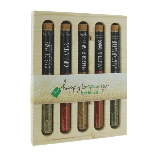 Herboristeria Holzbox mit 5 Reagenzglaesern Gewuer buy online