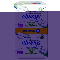 Always Ultra Tie Cotton Long with Wings 18 Piece