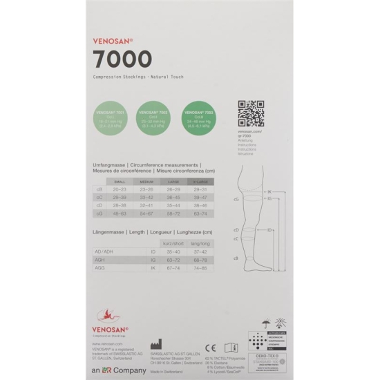 Venosan 7002 A-dh Kkl2 M Short Off Black 1 pair buy online